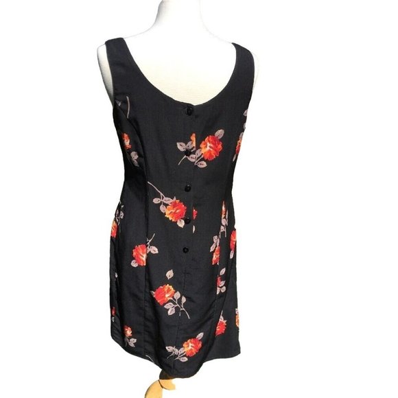 Debra Martin Black dress with peach flowers  & swag tie front Size 14 - Picture 11 of 12